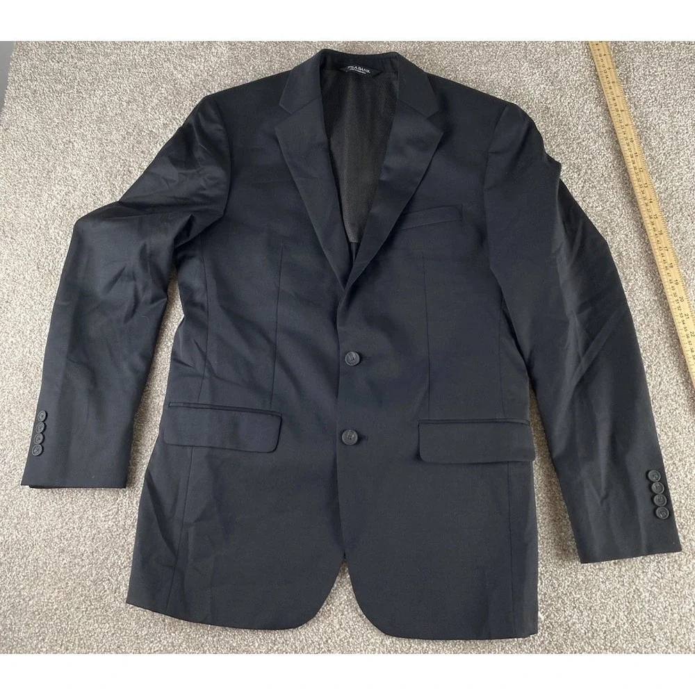 Jos A Bank Traveler Tech Blazer Black Men 40L Wool/Polyester Stretch Slim Preppy